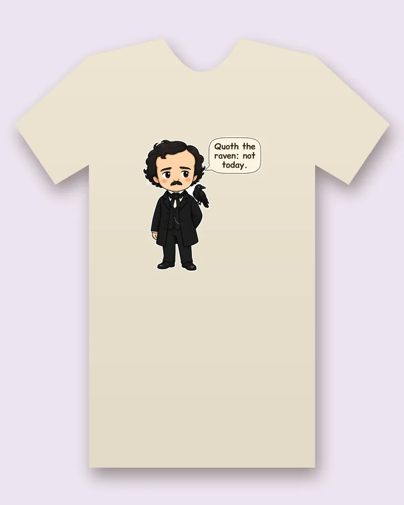 Edgar Allan Poe on a natural tee mockup