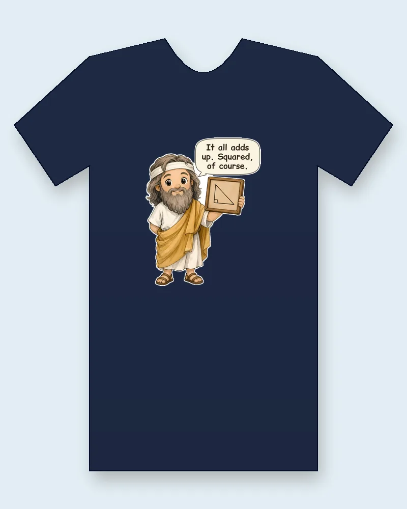 Pythagoras on a navy tee mockup