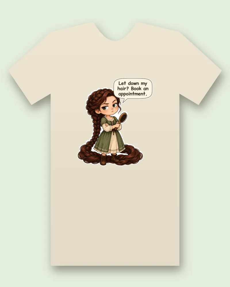 Rapunzel on a natural tee mockup