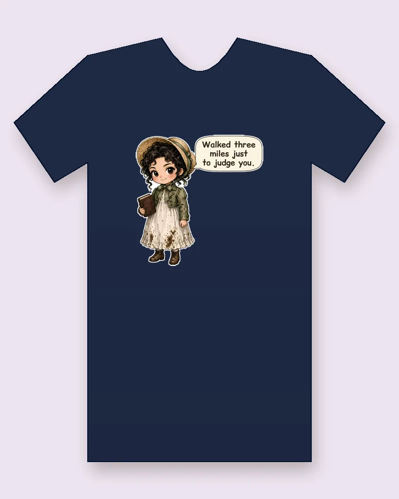 Witty Heroine, Elizabeth Bennet on a navy tee mockup