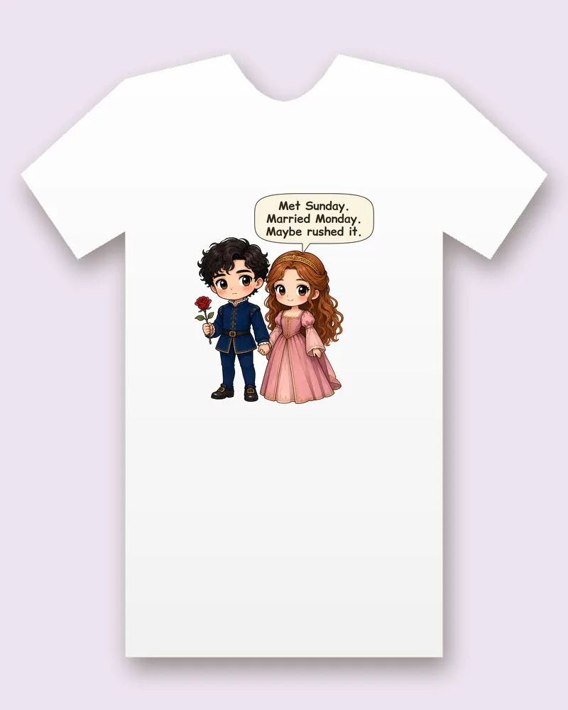 Romeo and Juliet on a white tee mockup