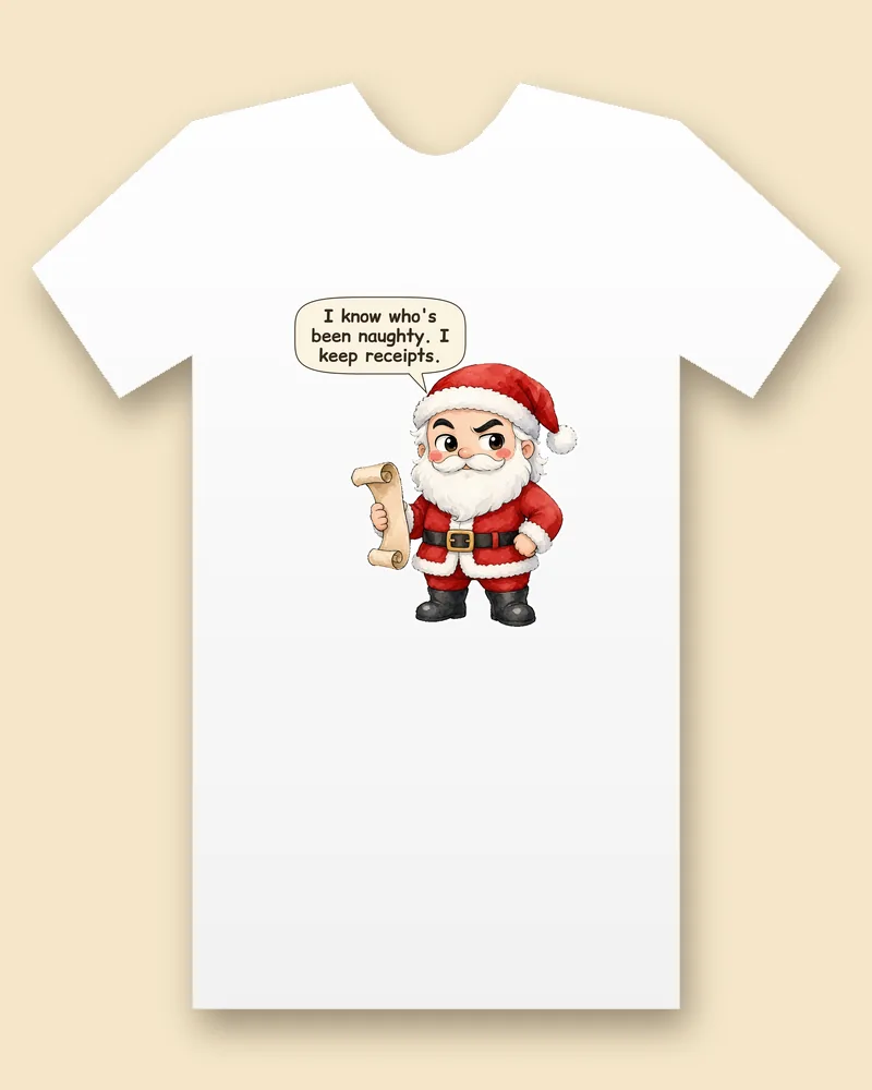Santa on a white tee mockup