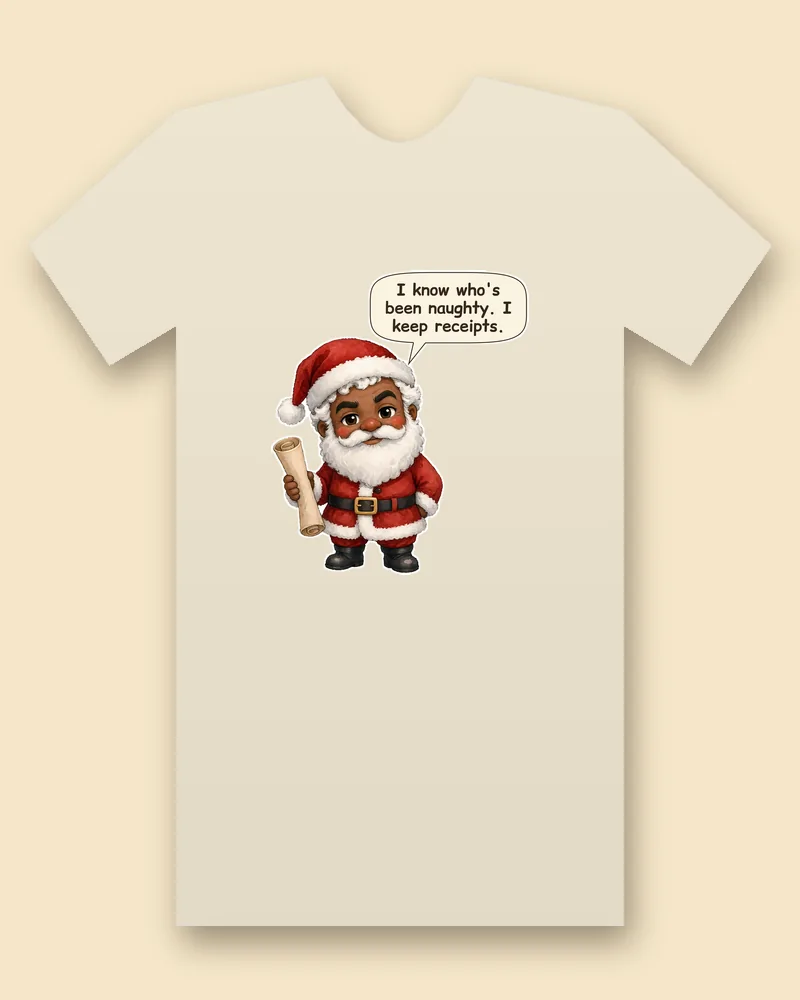 Santa on a natural tee mockup