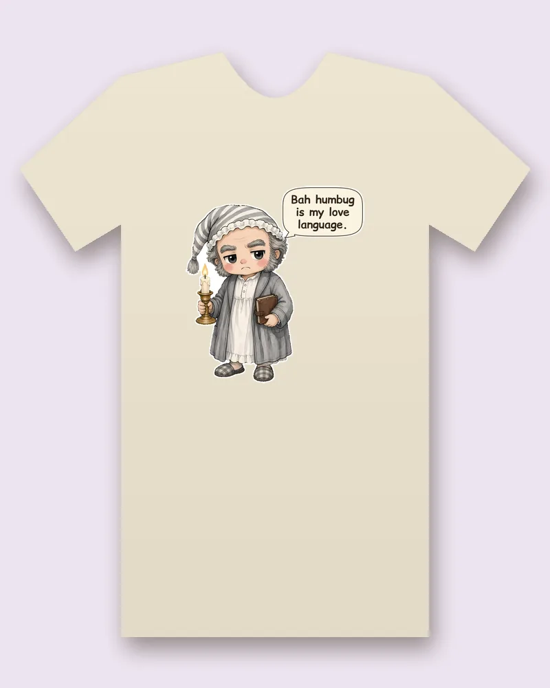Victorian miser on a natural tee mockup