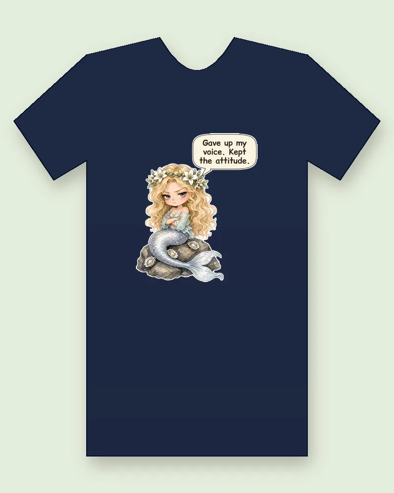 Andersen Sea Maiden on a navy tee mockup