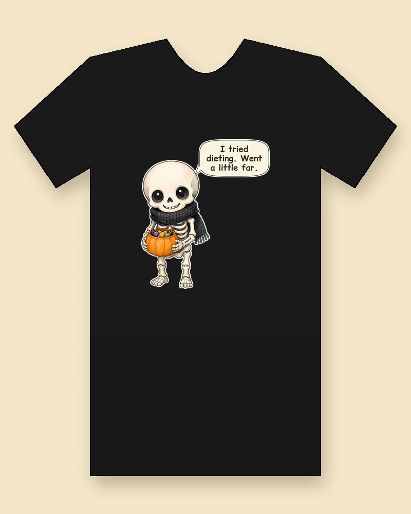 Skeleton on a black tee mockup