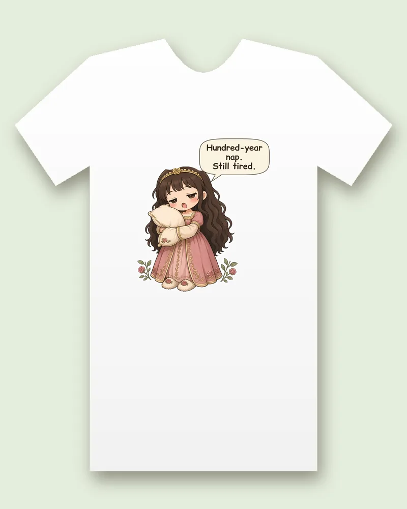 Sleeping Beauty on a white tee mockup