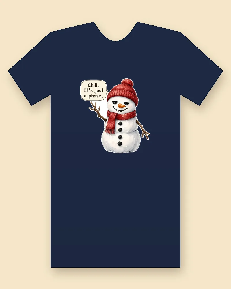 Snowman on a navy tee mockup