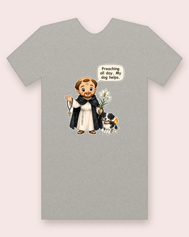 Saint Dominic de Guzman on a heather gray tee mockup