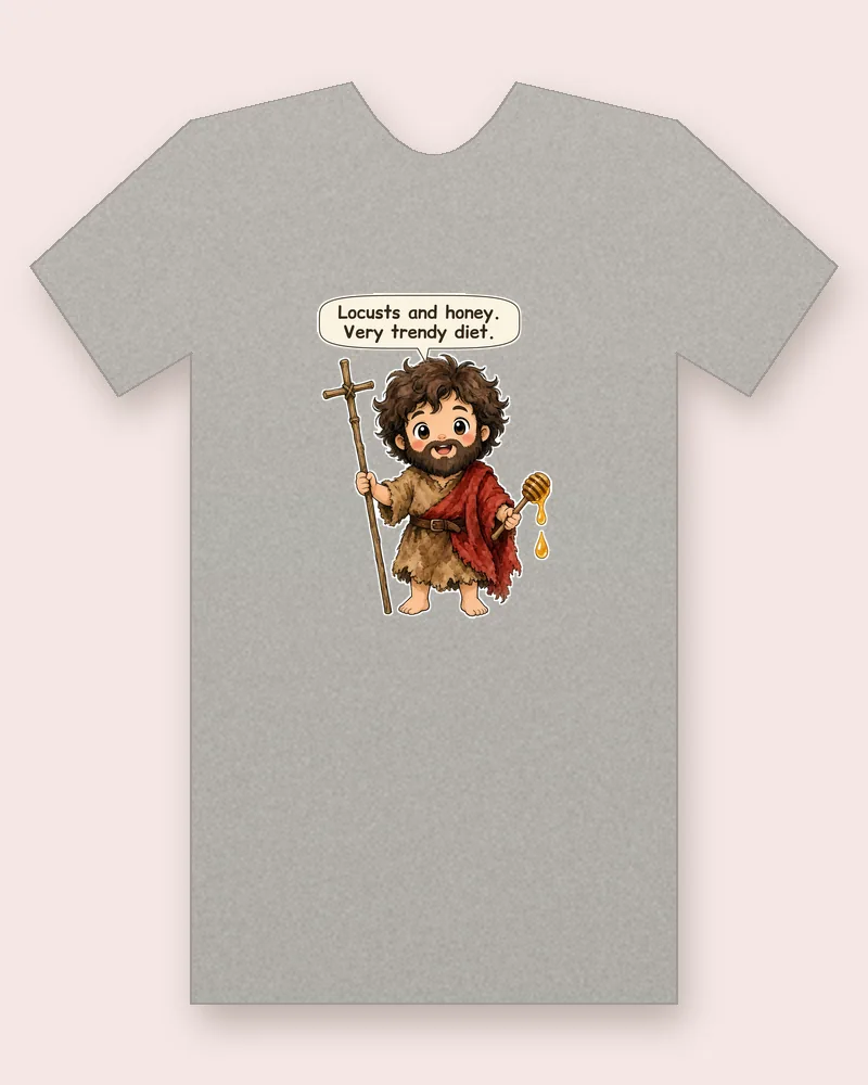 Saint John the Baptist on a heather gray tee mockup