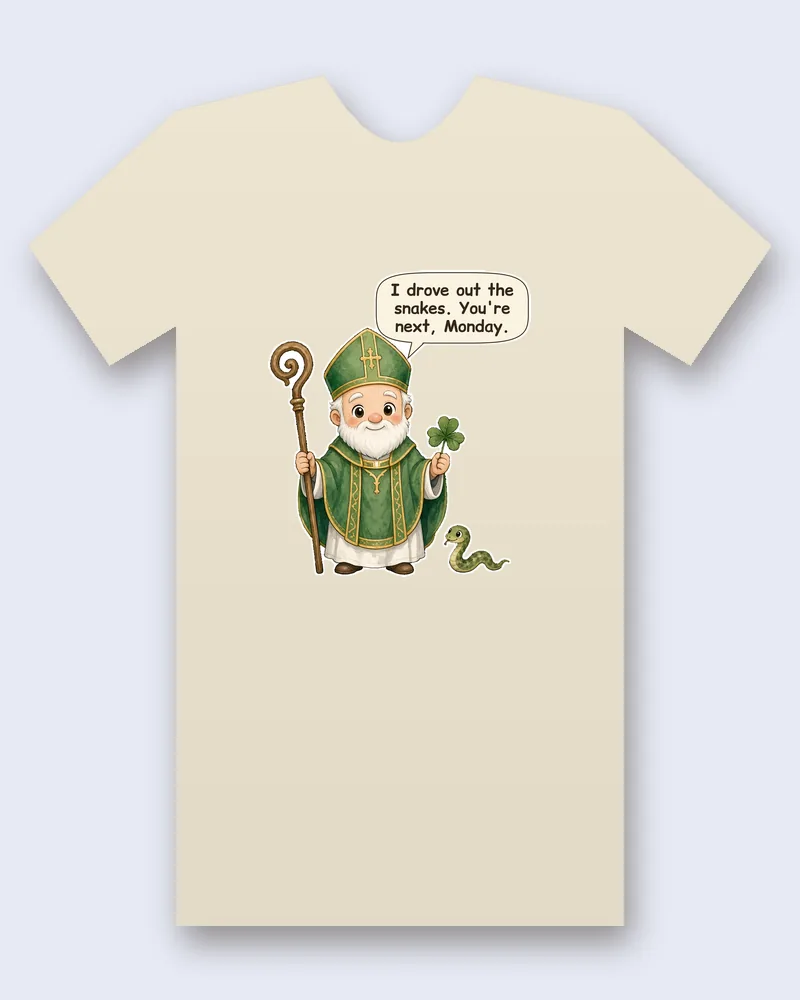 Saint Patrick on a natural tee mockup