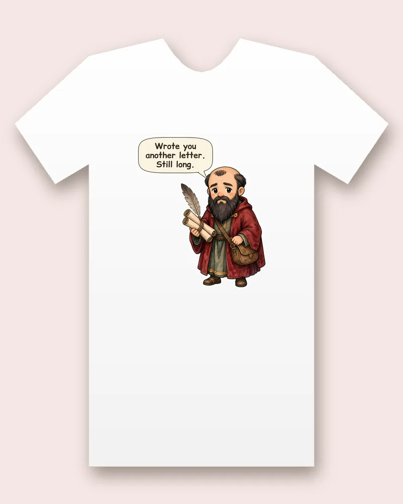 Saint Paul the Apostle on a white tee mockup