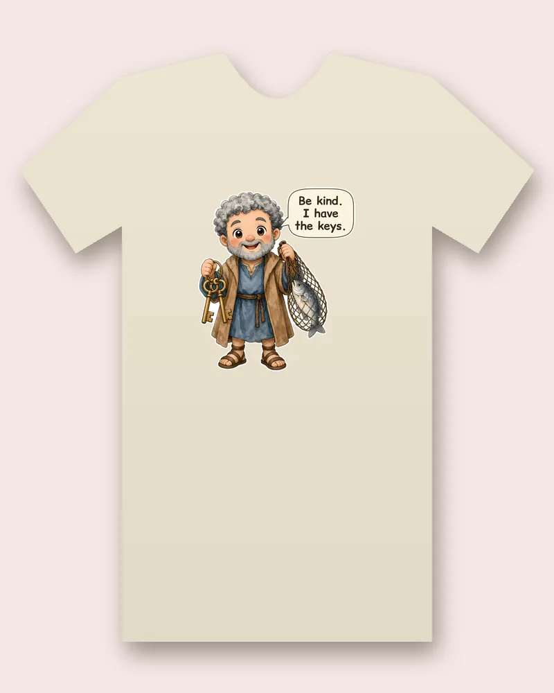 Saint Peter the Apostle on a natural tee mockup
