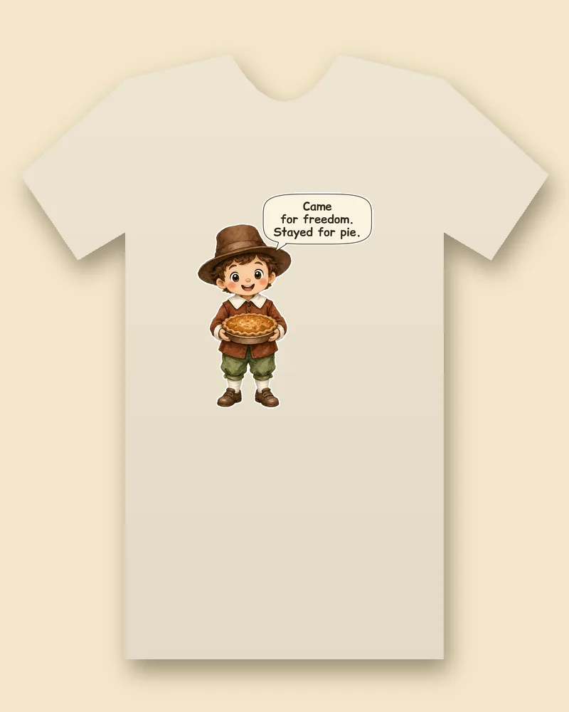 Thanksgiving Guest on a natural tee mockup