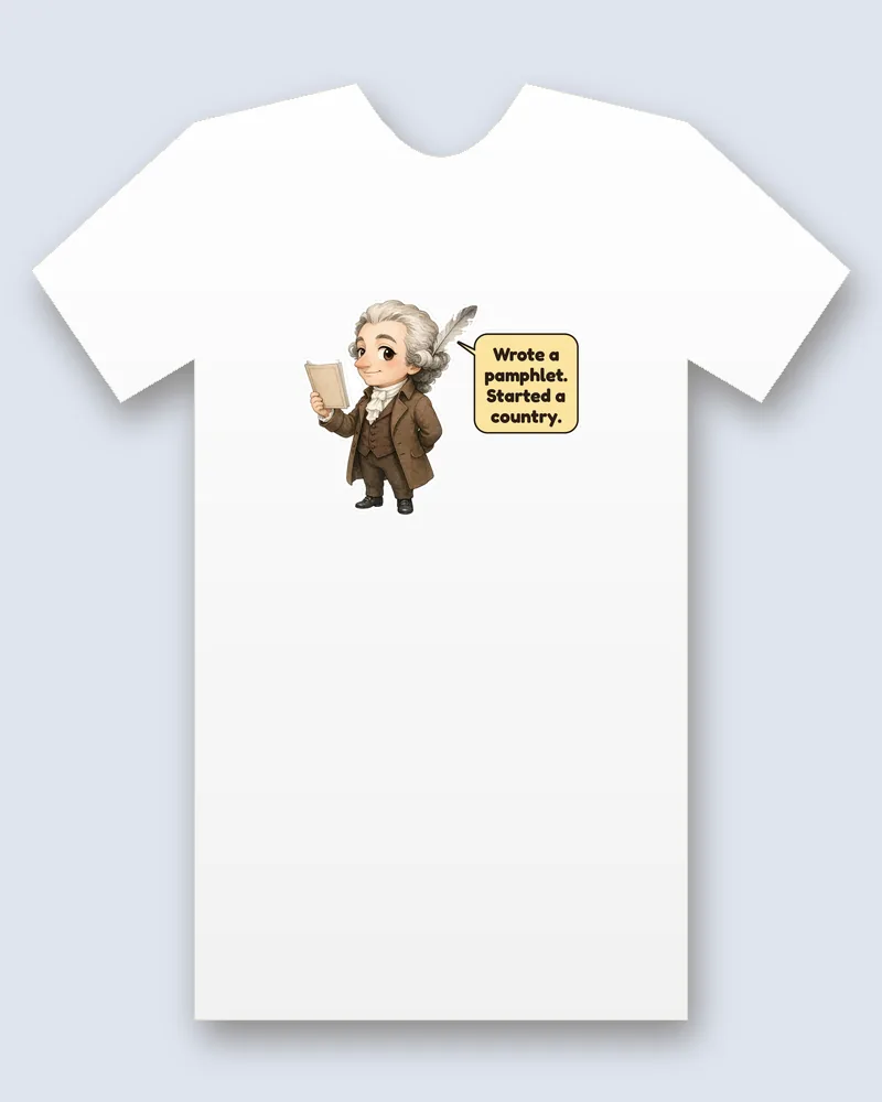 Thomas Paine on a white tee mockup