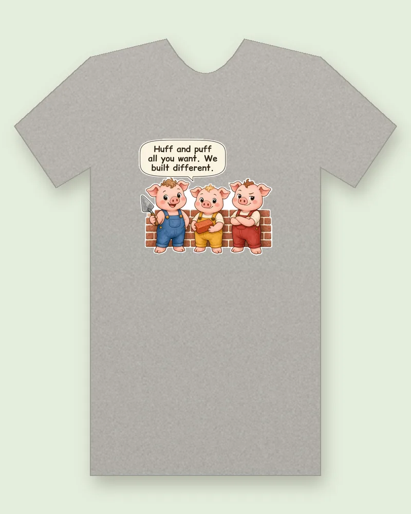 The Three Little Pigs on a heather gray tee mockup