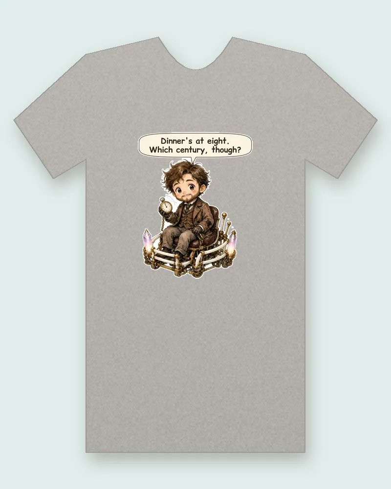 Time Traveller on a heather gray tee mockup