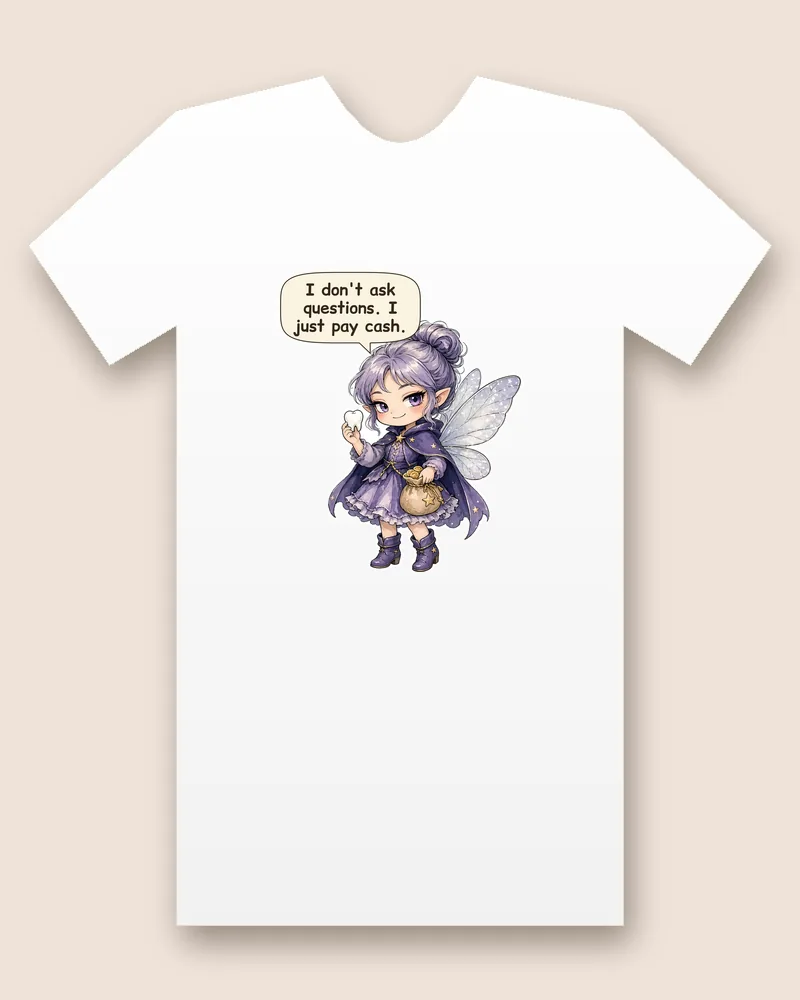 Tooth Fairy on a white tee mockup