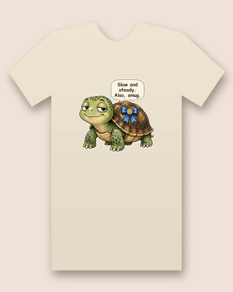 The Tortoise on a natural tee mockup