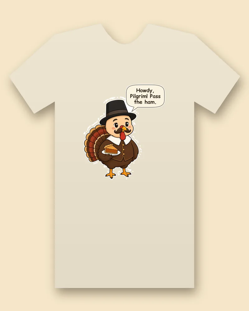 Turkey in Disguise on a natural tee mockup