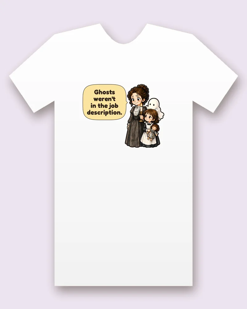 The Turn of the Screw Governess on a white tee mockup
