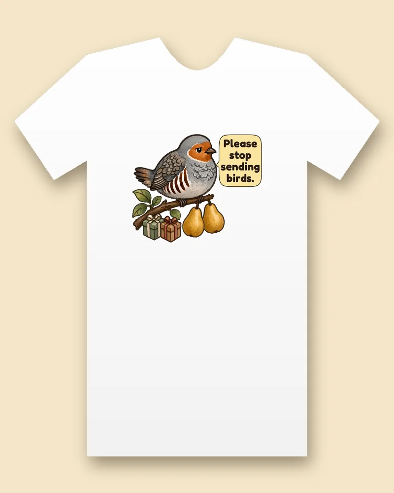 Twelve Days of Christmas on a white tee mockup
