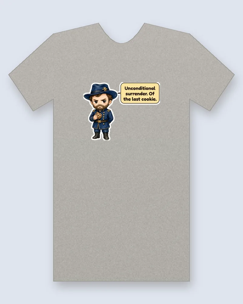 Ulysses S. Grant on a heather gray tee mockup