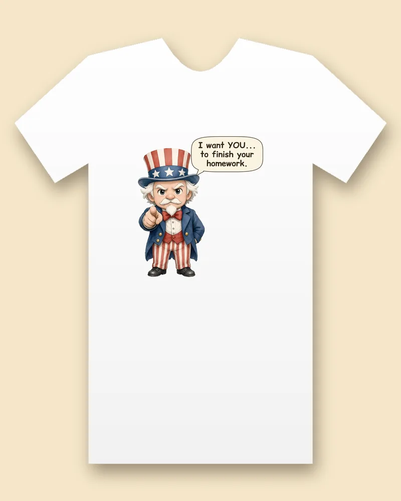 Uncle Sam on a white tee mockup