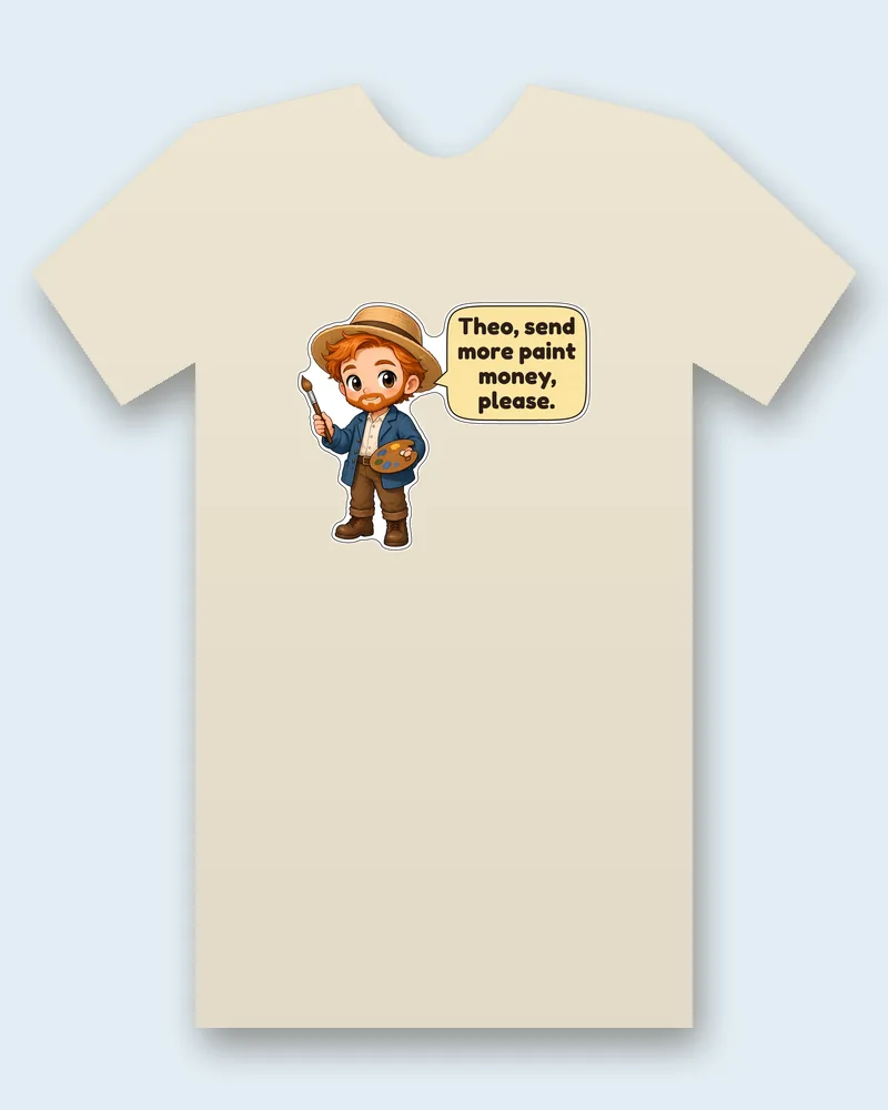 Vincent van Gogh on a natural tee mockup