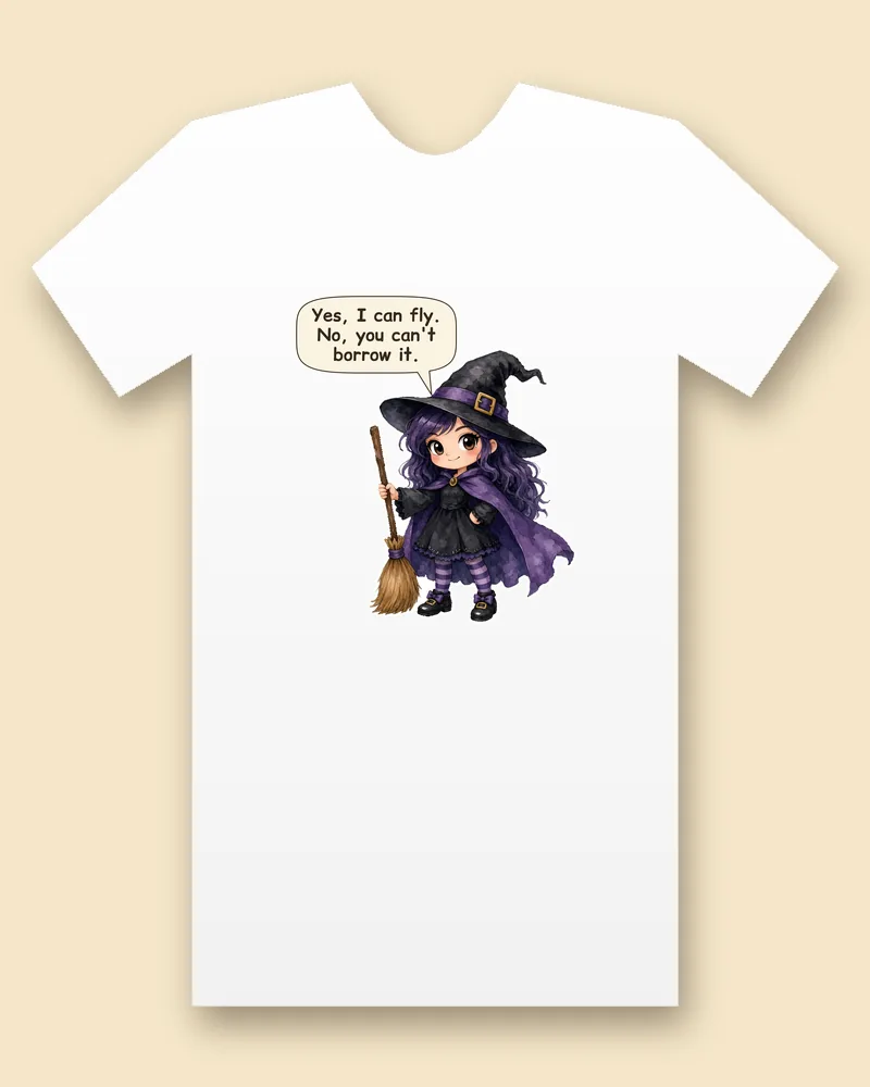 Witch on a white tee mockup