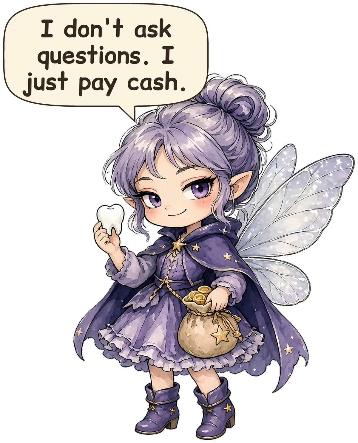 Tooth Fairy storybook watercolor design