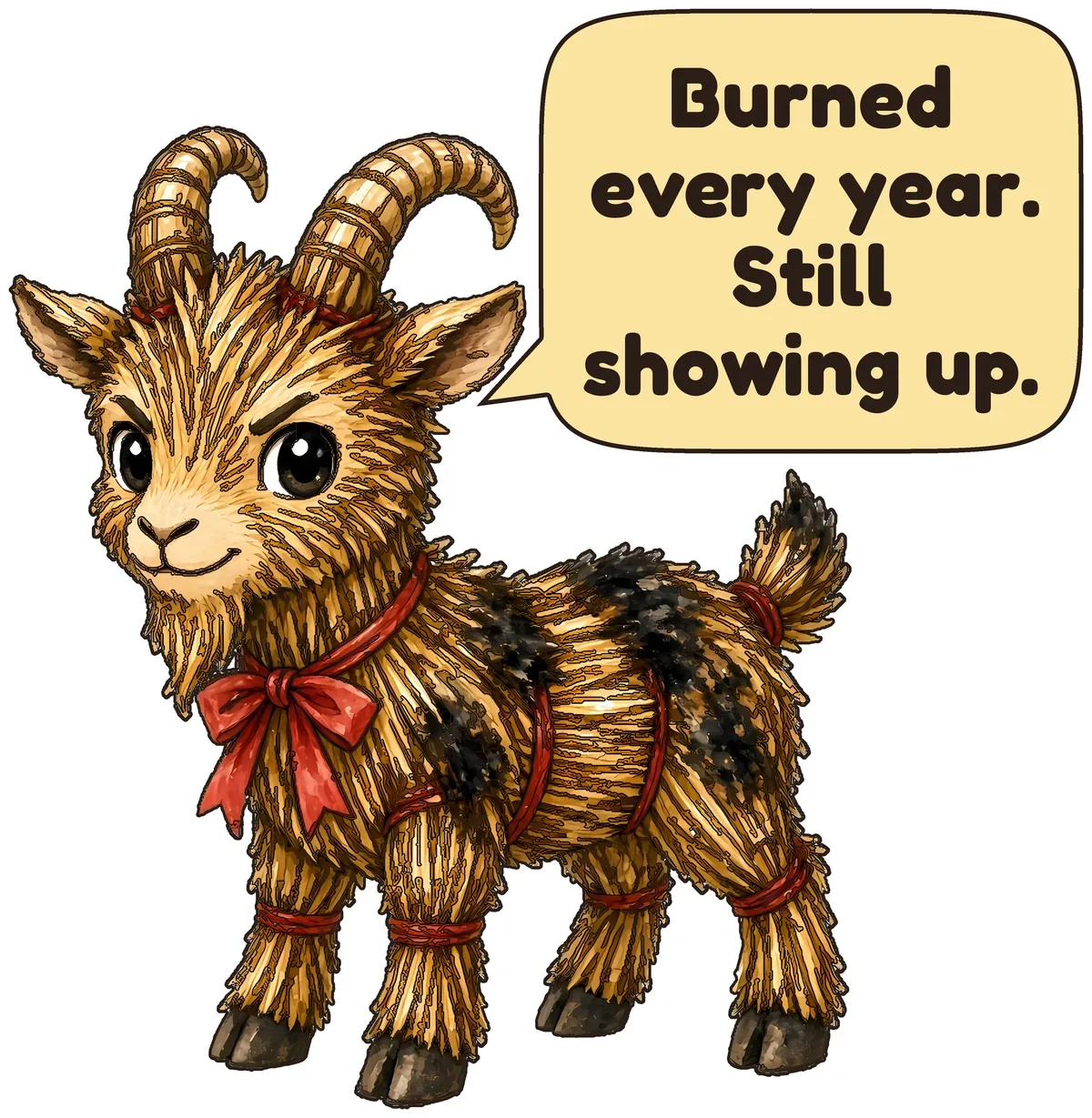 Yule Goat storybook watercolor design